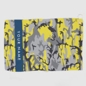 Gelb und Grau Camouflage Ihr Name personalisieren Golfhandtuch (Horizontal)