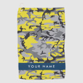 Gelb und Grau Camouflage Ihr Name personalisieren Golfhandtuch (Vorderseite)