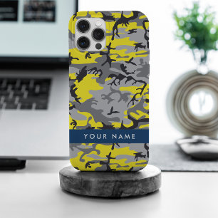 Gelb und Grau Camouflage Ihr Name personalisieren iPhone 15 Pro Max Hülle