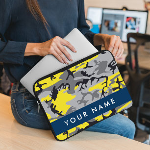 Gelb und Grau Camouflage Ihr Name personalisieren Laptopschutzhülle