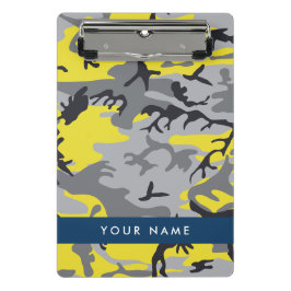 Gelb und Grau Camouflage Ihr Name personalisieren Mini Klemmbrett