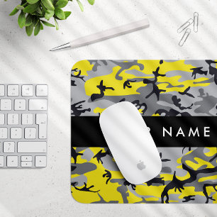 Gelb und Grau Camouflage Ihr Name personalisieren Mousepad