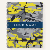 Gelb und Grau Camouflage Ihr Name personalisieren Notizblock (Vorderseite)
