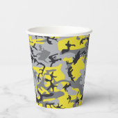 Gelb und Grau Camouflage Ihr Name personalisieren Pappbecher (Rückseite)