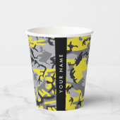 Gelb und Grau Camouflage Ihr Name personalisieren Pappbecher (Vorderseite)