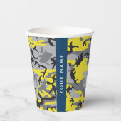 Gelb und Grau Camouflage Ihr Name personalisieren Pappbecher (Vorderseite)