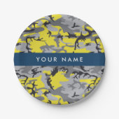 Gelb und Grau Camouflage Ihr Name personalisieren Pappteller (Vorderseite)