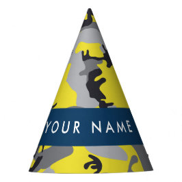 Gelb und Grau Camouflage Ihr Name personalisieren Partyhütchen