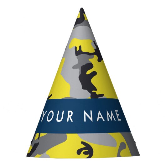 Gelb und Grau Camouflage Ihr Name personalisieren Partyhütchen (Vorderseite)
