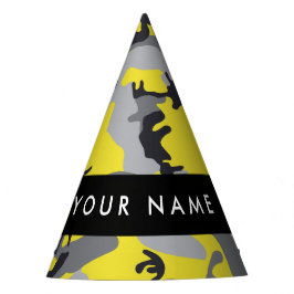 Gelb und Grau Camouflage Ihr Name personalisieren Partyhütchen