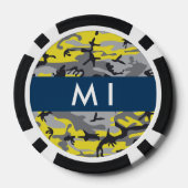 Gelb und Grau Camouflage Ihr Name personalisieren Pokerchips (Rückseite)