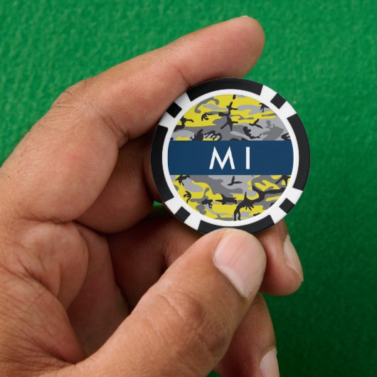 Gelb und Grau Camouflage Ihr Name personalisieren Pokerchips (Hand)