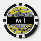 Gelb und Grau Camouflage Ihr Name personalisieren Pokerchips (Vorderseite)