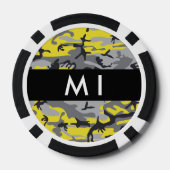 Gelb und Grau Camouflage Ihr Name personalisieren Pokerchips (Rückseite)