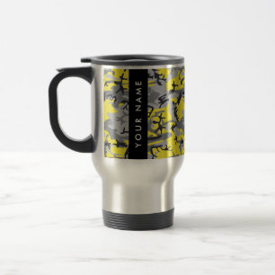 Gelb und Grau Camouflage Ihr Name personalisieren Reisebecher