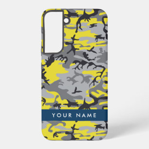 Gelb und Grau Camouflage Ihr Name personalisieren Samsung Galaxy Hülle