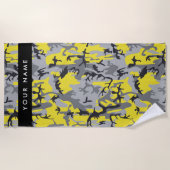 Gelb und Grau Camouflage Ihr Name personalisieren Strandtuch (Vorderseite)