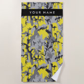 Gelb und Grau Camouflage Ihr Name personalisieren Strandtuch (Vorderseite)