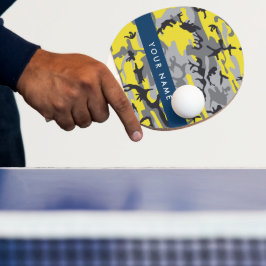Gelb und Grau Camouflage Ihr Name personalisieren Tischtennis Schläger