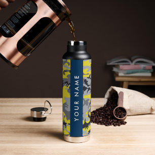 Gelb und Grau Camouflage Ihr Name personalisieren Trinkflasche