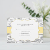 Gelb und grau Chic Holz Grain Wedding rsvp (Stehend Vorderseite)