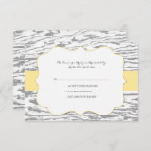 Gelb und grau Chic Holz Grain Wedding rsvp (Vorne/Hinten)
