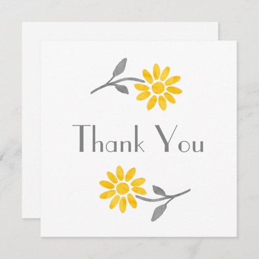 Gelb und Grau Daisy Dankeskarte (Vorne/Hinten)