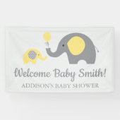 Gelb und Grau Elephant Baby Shower Banner Poster (Horizontal)