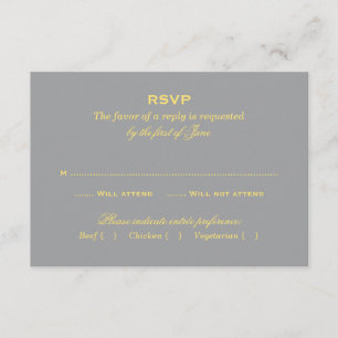 Gelb und Grau Essen Trinken und Heiraten RSVP Karte
