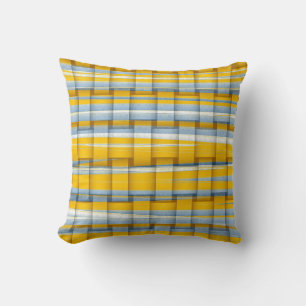 Gelb und grau gestreifte Retro-Grafikdesign Kissen