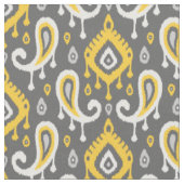 Gelb und Grau Ikat Paisley Stoff (Nahaufnahme)