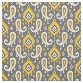 Gelb und Grau Ikat Paisley Stoff (Muster)