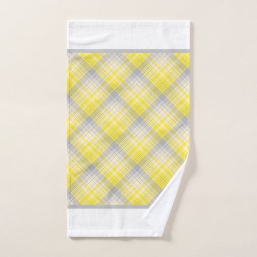 gelb und grau Kariert Badhandtuch Set (Handtuch)