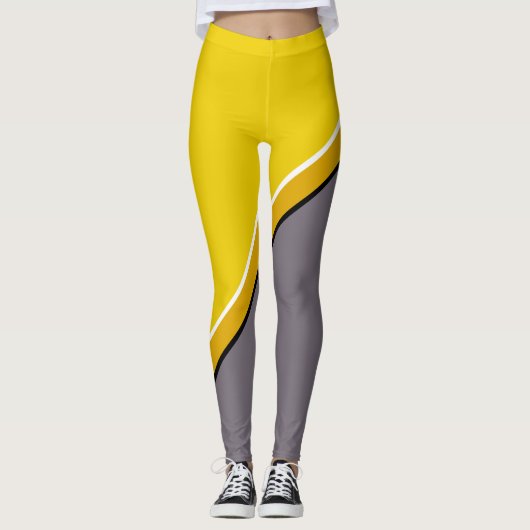 Gelb und Grau Leggings (Vorderseite)