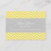 Gelb und Grau Moderne Zickzack Streifen Visitenkarte (Rückseite)
