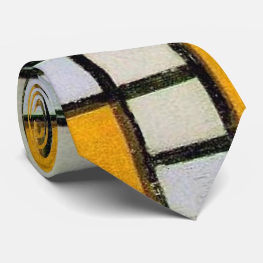 Gelb und Grau, Mondrian Krawatte (Gerollt)