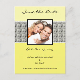Gelb und Grau Paisley Save the Date Ihre Fotos Ankündigungspostkarte