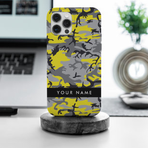 Gelb und Grau Tarnung Ihren Namen personalisieren iPhone 15 Pro Max Hülle
