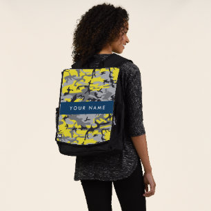 Gelb und Grau Tarnung Ihren Namen personalisieren Rucksack