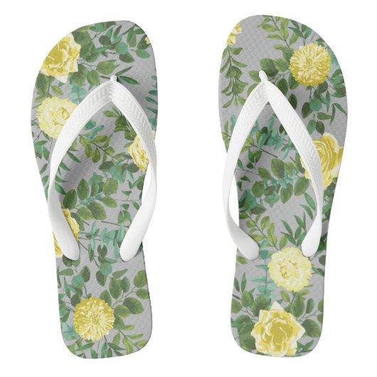 Gelb und grau Vintag Elegante Blumenhochzeit Badesandalen (Fußbett)