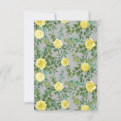 Gelb und grau Vintag Elegante Blumenhochzeit Einladung (Rückseite)