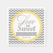 Gelb und grau Zickzack Hochzeit Napkins Serviette (Vorderseite)