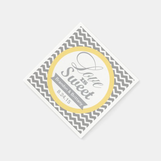 Gelb und grau Zickzack Hochzeit Napkins Serviette (Ecke)