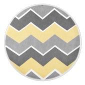 Gelb und Grau Zig Zag Muster Keramikknauf (Vorderseite)