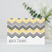 Gelb und Grau Zig Zag Muster Vielen Dank Dankeskarte (Stehend Vorderseite)