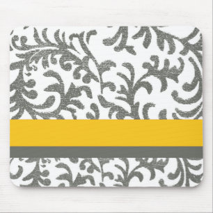 Gelb- und Graublumenmuster Mousepad