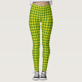 Gelb und Green Pied De Poule Houndstooth Leggings (Vorderseite)