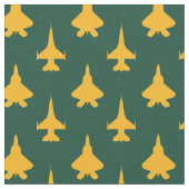 Gelb und grün F-16 und F-22 Kampfflugzeug-Muster Stoff (Nahaufnahme)