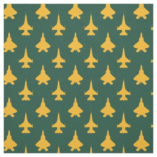 Gelb und grün F-16 und F-22 Kampfflugzeug-Muster Stoff (Muster)