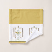 Gelb und grün gestreiftes Badetuch Set (Waschlappen)